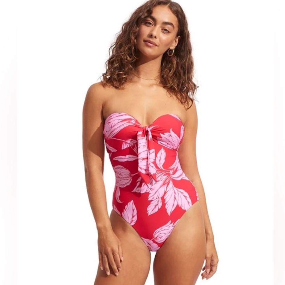 NEW Seafolly Australia One Piece Swimsuit Fleur De Bloom Twist Tie Front Size 6